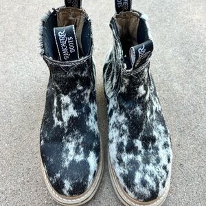 Rancher Boots black, and white cowhide lechera boots 24.5